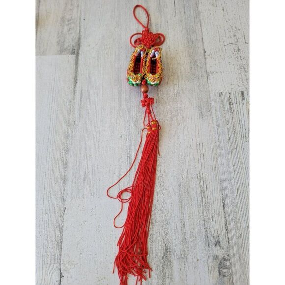Chinese Asian dress shoe red New Year ornament Xmas - Picture 1 of 7